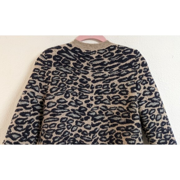 ANN TAYLOR Animal Print Alpaca/Merino Wool Blend Thick Plush Button-Up Sweater S - Picture 9 of 11